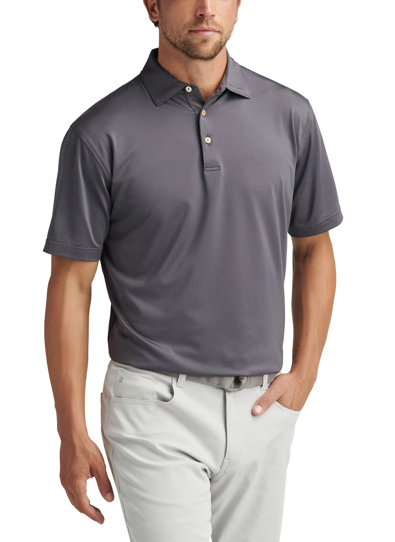 Men's Solid Performance Polo - Self Collar