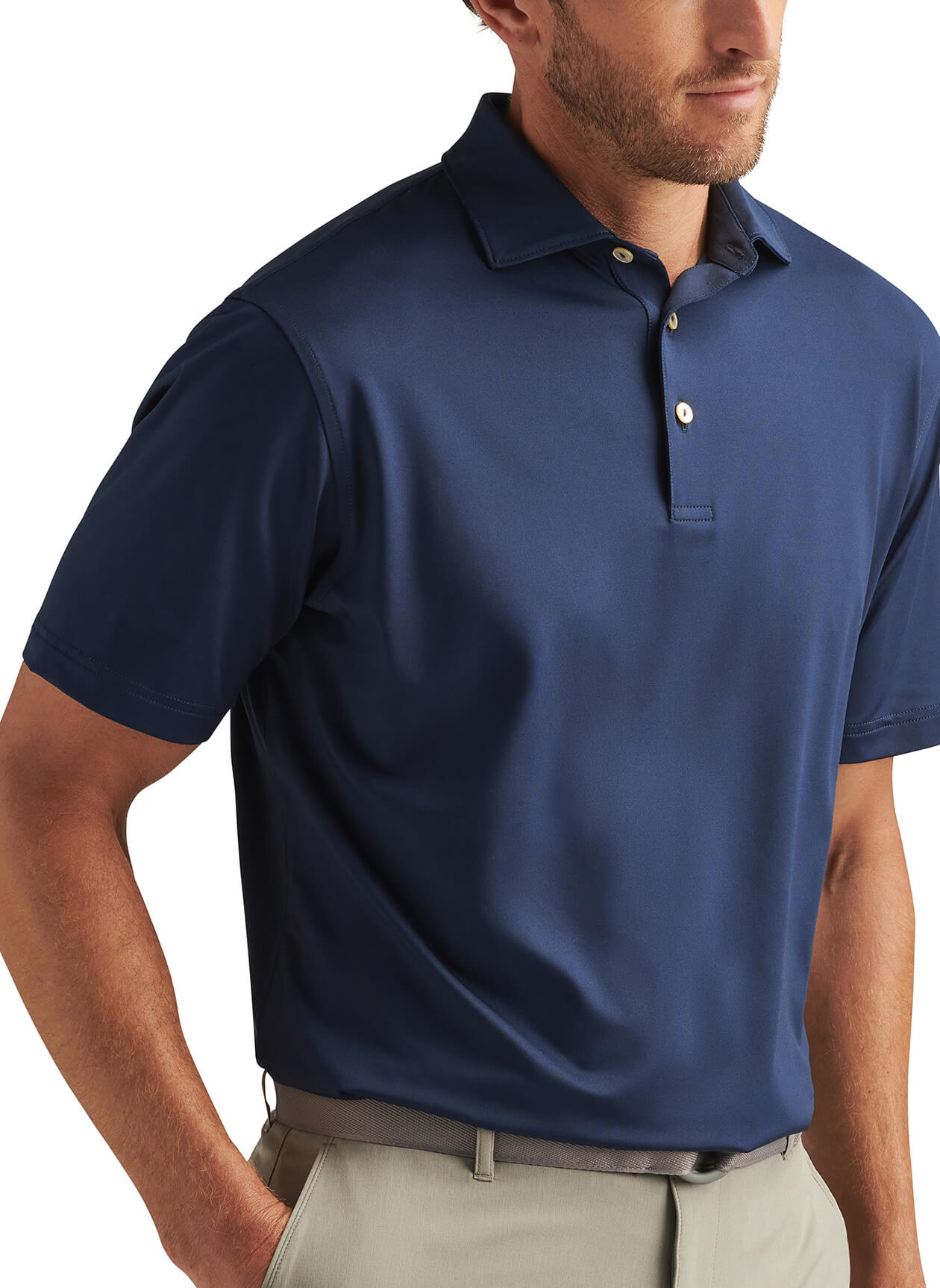 Men's Solid Performance Polo - Self Collar
